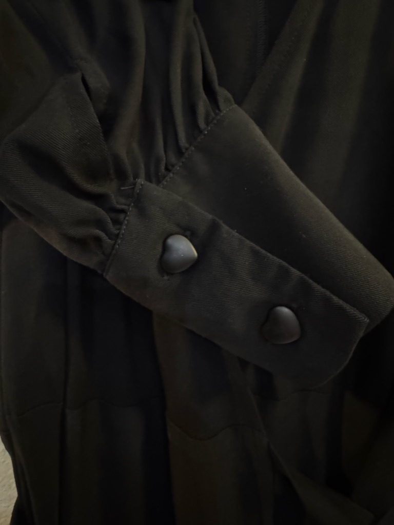 Black Long-Sleeve Wrap Midi Dress With Tie Waist — image 2 of 7